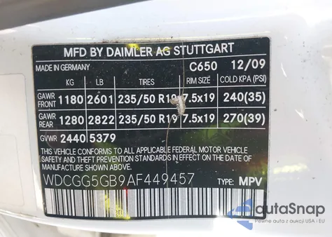 2010 Mercedes-Benz Glk 350 z USA, uszkodzony, nr VIN WDCGG5GB9AF449457